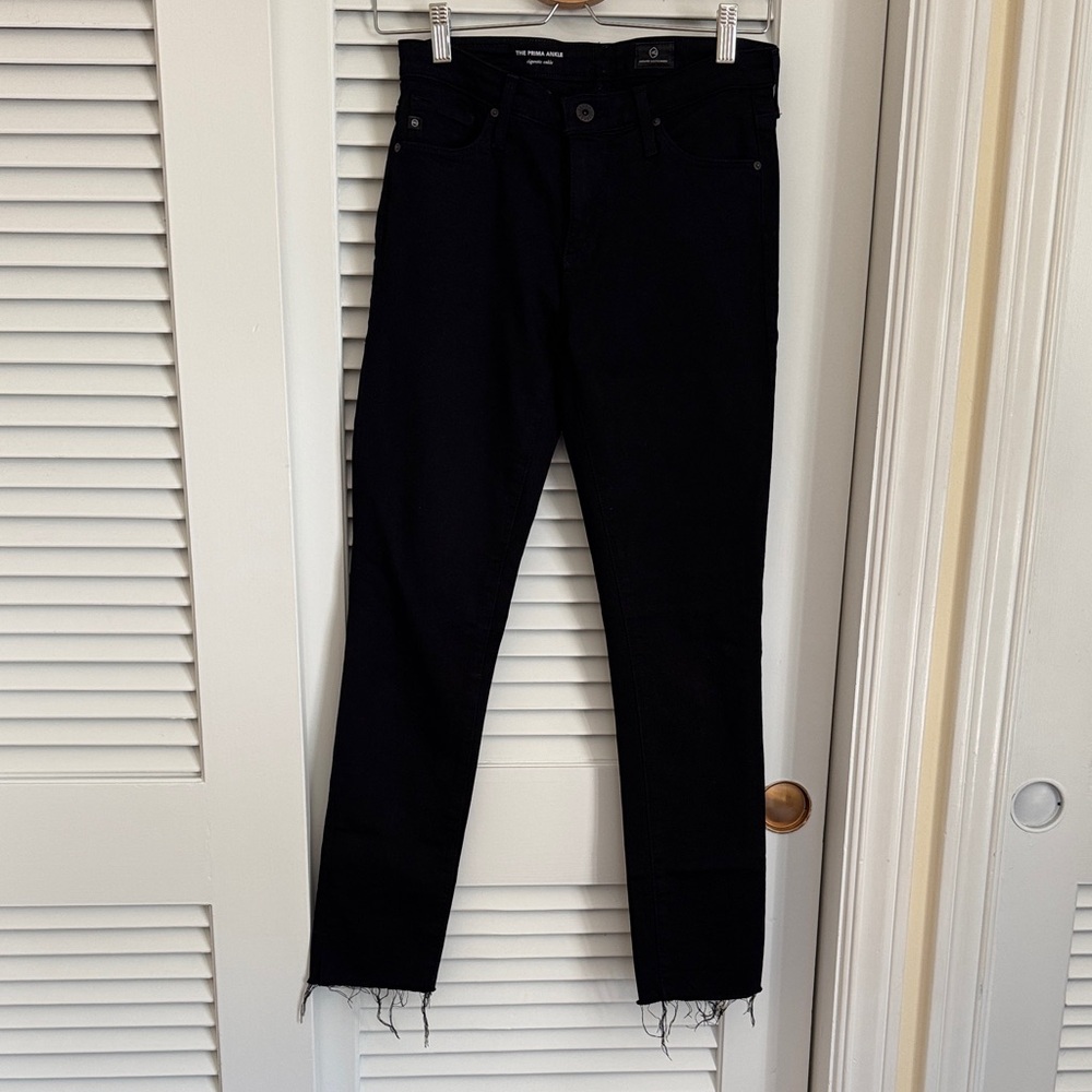 AG Adriano Goldschmied Black Cropped Slim Jeans